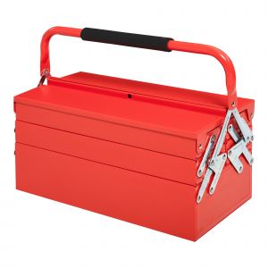 DURHAND Boîte à outils métallique  coffret caisse outils métal  3 niveaux  5 plateaux rétractables  acier  45 x 22 5 x 34 5 cm  rouge