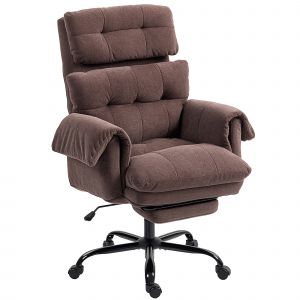 HOMCOM Chaise de bureau avec dossier r&eacute;glable, fauteuil rembourr&eacute; roulant, fauteuil rembourr&eacute;, r&eacute;glable en hauteur, en acier, Marron