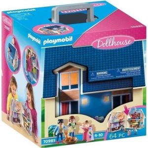 PLAYMOBIL 70985 Maison Transportable Bleue, 3 personnages, Accessoires inclus, 70985, Dollhouse, La maison traditionnelle