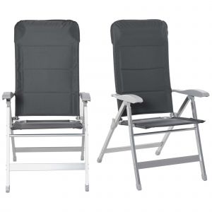 Outsunny Lot de 2 chaises de jardin pliantes fauteuil d'extérieur avec dossier haut inclinable multipositions accoudoirs