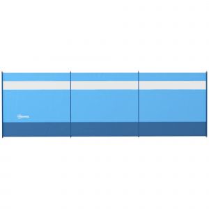 Outsunny Paravent brise-vent de camping portable pliable avec sac de transport et poteaux en acier dim. 440 cm x 140 cm bleu