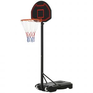 HOMCOM Panier de basketball, réglable en hauteur, base remplissable, très stable, noir, 131 x 49 x 195-250 cm