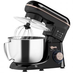 HOMCOM Batteur Planétaire de 4,5L à 6 Vitesses en Acier Inoxydable, Plastique et Aluminium, 35x22x29 cm, Noir et Argent