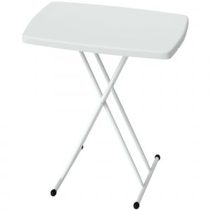 Outsunny Table d'appoint pliable en HDPE table pliante hauteur r&eacute;glable sur 6 niveaux pour patios jardins 76 x 50 x 74 cm blanc