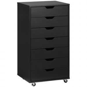 Vinsetto Caisson de bureau à roulette meuble rangement bureau avec 7 tiroirs organisateur pour documents, format A4 ou lettres