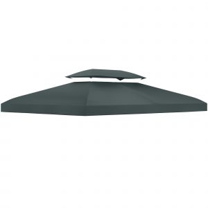 Outsunny Toile de rechange pour pavillon tonnelle tente 3 x 4 m polyester haute densit&eacute; 180 g/m&sup2; gris