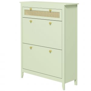 HOMCOM Meuble à Chaussures pour 12 Paires de Chaussures, avec 1 tiroir extractible, 2 tiroirs basculants, Commode à Chaussures, 88 x 30 x 120 cm, Vert