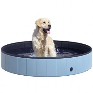 PawHut Piscine pour Chien Bassin PVC Pliable Anti-Glissant Facile à Nettoyer Diamètre 160 cm Hauteur 30 cm Bleu