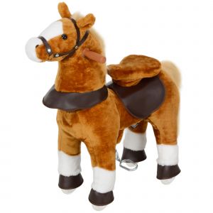 AIYAPLAY Cheval à monter pour enfant cheval à roulettes selle surélevée pour enfants 3-5 ans charge 60 kg 70 x 28 x 70 cm marron