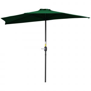 Outsunny Demi parasol parasol de balcon 5 entretoises m&eacute;tal chemin&eacute;e incluse 2,93 x 1,5 x 2,49 m polyester haute densit&eacute; vert