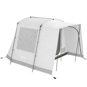 Outsunny Tente arri&egrave;re de voiture Tente d'auvent de Voiture pour 2 &agrave; 4 per. 320 x 280 x 205 cm avec 4 portes, fen&ecirc;tre, gris