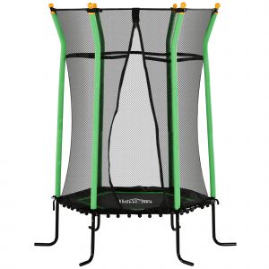 HOMCOM Trampoline pour enfant Ø 1,63 x 1,9 m filet de sécurité porte zippée 6 poteaux rembourrés inclus vert noir
