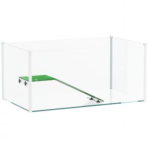 PawHut Aquarium pour tortues Terrarium pour tortues avec plateforme rampe et vue panoramique 360&deg; 60x35x28 cm Blanc