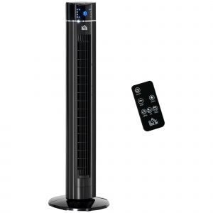 HOMCOM Ventilateur colonne ioniseur 2 en 1 avec t&eacute;l&eacute;commande 3 vitesses de ventilation ? 32 x 106,8H cm en ABS noir