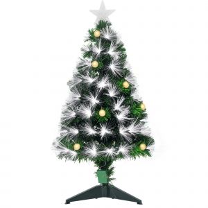 HOMCOM Sapin de Noël sapin artificiel 90 cm arbre de Noël lumineux LED 90 branches fibre optique décoration exquise vert   Aosom France