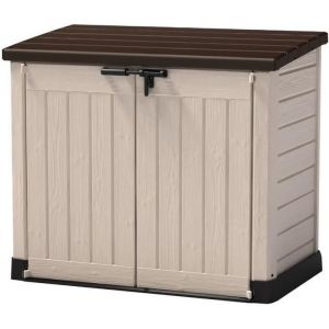 Coffre de rangement ext&eacute;rieur KETER en r&eacute;sine 1200 litres Beige et marron - Range Poubelles ou v&eacute;lo