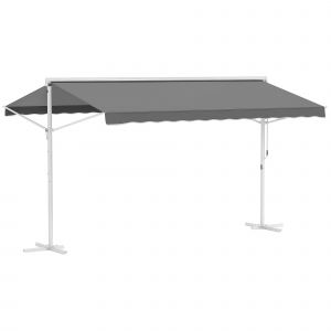 Outsunny Store Double Pente Auvent sur Pied R&eacute;glable avec Manivelle Imperm&eacute;able et R&eacute;sistant aux UV Id&eacute;al 4 5 x 3 42 x 2 5 m Gris