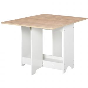 HOMCOM Table Console à Rabat avec Compartiment Étagère, Table Basse et Cuisine, Table à Rabat, Pliante, Gain de Place, Bois Couleur et Blanc, 118x80x72cm