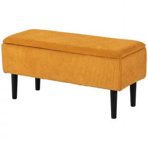 HOMCOM Banc Coffre en Polyester et Bois pour Chambre à Coucher et Entrée, 95x38x45 cm, Orange