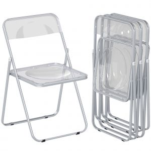 HOMCOM Set 4 Chaises Pliantes Gain de Place pour Salon et &Eacute;v&eacute;nements, Acier et Acrylique, Transparent