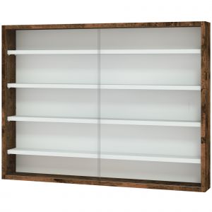 HOMCOM Vitrine murale pour objets de collection 5 étagère réglables en hauteur et 2 portes coulissantes 80 x 9,5 x 60 cm marron