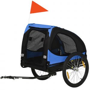 PawHut Remorque pour chiens, remorque de vélo pliante pour chiens, résistante à l'eau, tissu Oxford, acier, 140 x 71 x 83 cm, Bleu