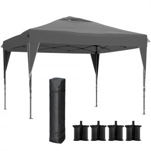 Outsunny Tonnelle tente barnum de jardin pliant avec paroi latérale amovible + sac de transport acier tissu Oxford