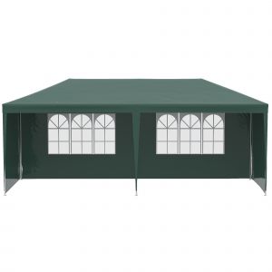 Outsunny Tonnelle de jardin, tente de r&eacute;ception avec Fen&ecirc;tres et parois lat&eacute;rales amovibles, pour f&ecirc;tes et mariages, 6 x 3 m Vert