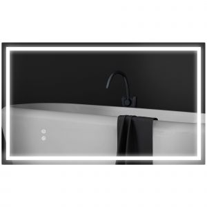 HOMCOM Miroir salle de bain &eacute;clairage LED miroir lumineux salle de bain mural interrupteur tactile lumi&egrave;re 3 couleurs 80x100cm