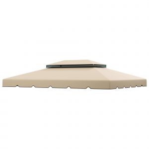 Outsunny Toile de rechange pour pavillon tonnelle tente toit de remplacement gazebo de jardin tissu polyester 4 x 3 m cr&egrave;me