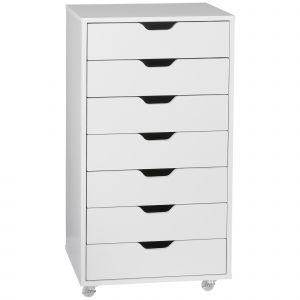 Vinsetto Caisson de bureau à roulette meuble rangement bureau avec 7 tiroirs organisateur pour documents, format A4 ou lettres