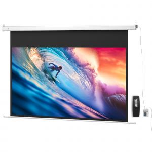 HOMCOM &Eacute;cran pour projecteur 213,4 cm avec t&eacute;l&eacute;commande, en PVC et m&eacute;tal, 212x8x150 cm, Blanc