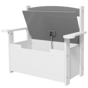 AIYAPLAY Coffre à jouets pour enfants 2 en 1 et banc avec dossier et accoudoirs - vérin pneumatique 68,5L x 34l x 58H cm