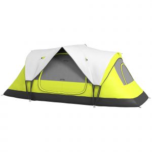 Outsunny Campingzelt, 2 chambres, cloison, pour 6-8 personnes, Protection contre la pluie, Vert fonc&eacute;