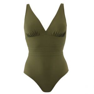 Maillot de bain une pièce sans armatures dos nu Janine Robin  khaki