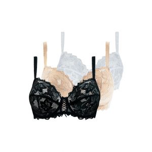 Lot de 3 soutiens-gorge Trio Arum Noir, Blanc et Skin