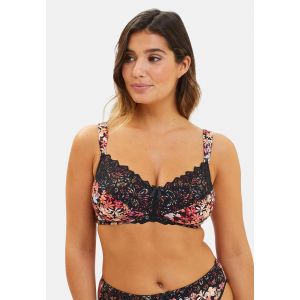 Soutien-gorge post op&eacute;ratoire Ava Fantaisie Imprim&eacute; Floral Noir