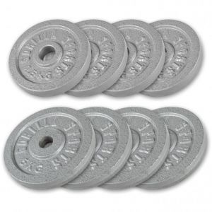 Disque de poids en fonte 30/31 mm Argent / SET 30KG (4x2,5 4x5KG) Gorilla Sports