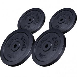 Disque de poids en fonte 30/31 mm Noir / SET 30KG (2x5 2x10KG) Gorilla Sports