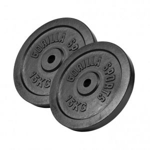 Disque de poids en fonte 30/31 mm Noir / SET 2 x 15 KG Gorilla Sports