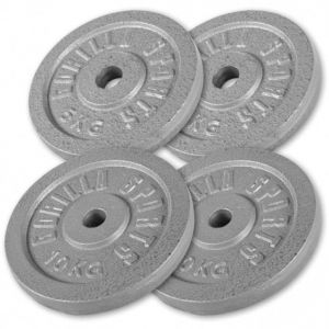 Disque de poids en fonte 30/31 mm Argent / SET 30KG (2x5 2x10KG) Gorilla Sports