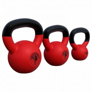 Kettlebell en fonte avec rev&ecirc;tement en vinyle SET 4KG + 8KG + 12KG Gorilla Sports