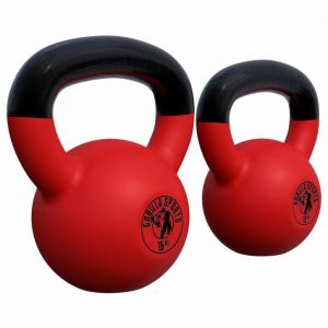 Kettlebell en fonte avec rev&ecirc;tement en vinyle SET 12 KG + 16 KG Gorilla Sports