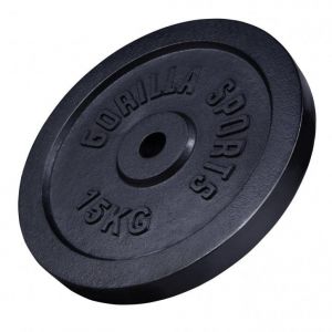 Disque de poids en fonte 30/31 mm Noir / 15 KG Gorilla Sports
