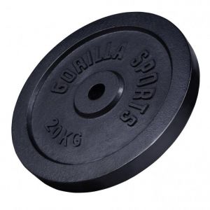 Disque de poids en fonte 30/31 mm Noir / 20 KG Gorilla Sports