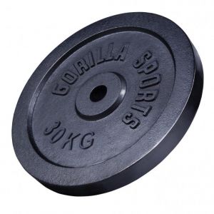 Disque de poids en fonte 30/31 mm Noir / 30 KG Gorilla Sports