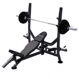 Banc Musculation PRO avec Support et Barre d’Haltères Olympia 90 KG MAXXUS
