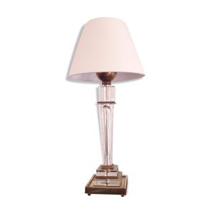 Lampe de table française en lucite et laiton, milieu du siècle