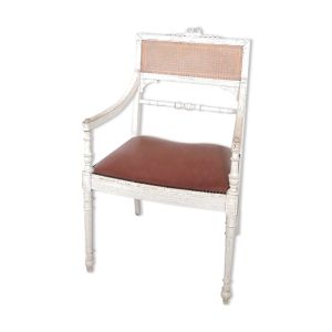 Fauteuil canné de style Louis XV bois laqué