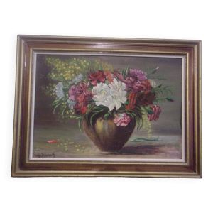 Nature morte, tableau ancien, bouquet de fleurs